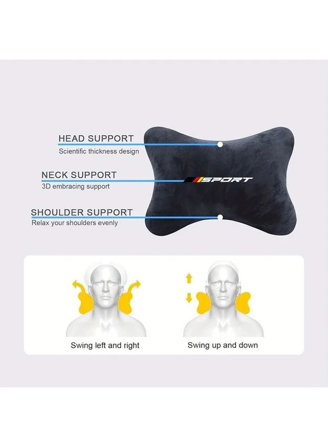 Universal Black Car Headrest Seat Soft Plush Head Neck Support Breathable Comfort For Most Models - Image 5
